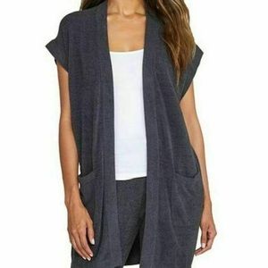 NWT BAREFOOT DREAMS Cozychic Ultra Lite Sleeveless Long Cardigan Gray (Size XL)